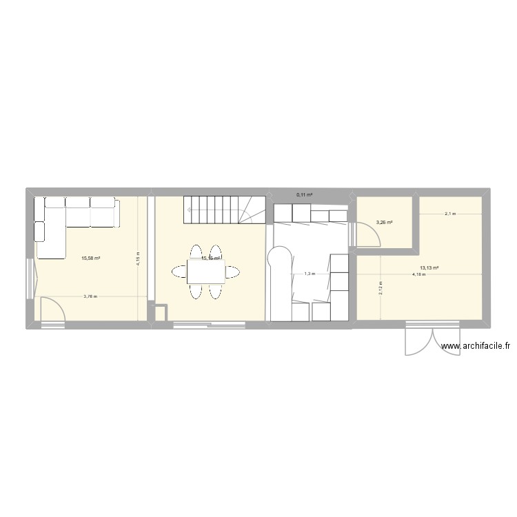 H402 rez. Plan de 5 pièces et 47 m2