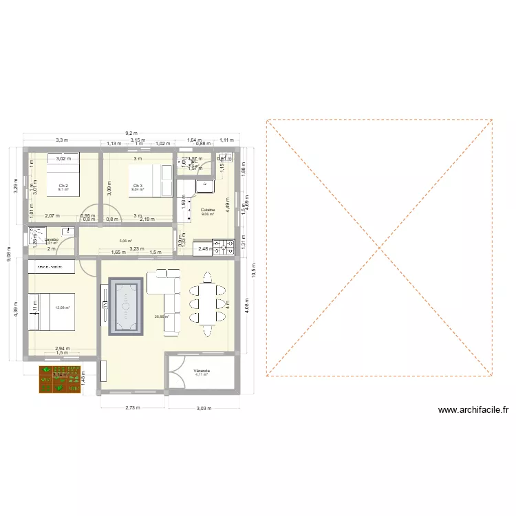 Mum house 2. Plan de 9 et 79 m² Mum house 2. Plan de 9 et 79 m²