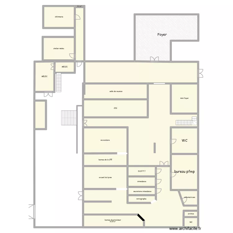 lycee pour porte ouverte. Plan de 26  et 645 m²