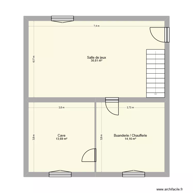 roussel RDJ. Plan de 3  et 59 m²