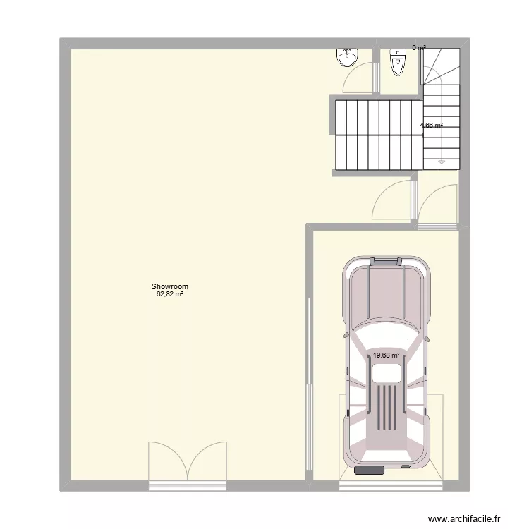 showroom et habitation. Plan de 