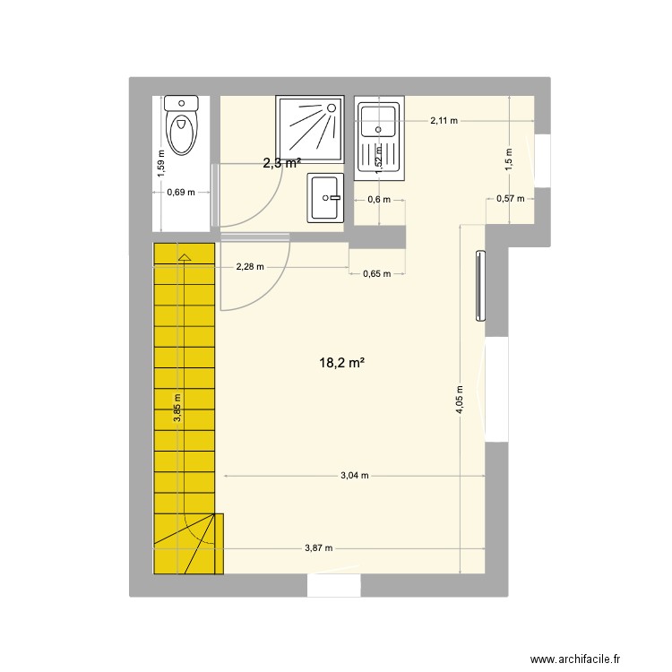 Berck. Plan de 2 pièces et 21 m2