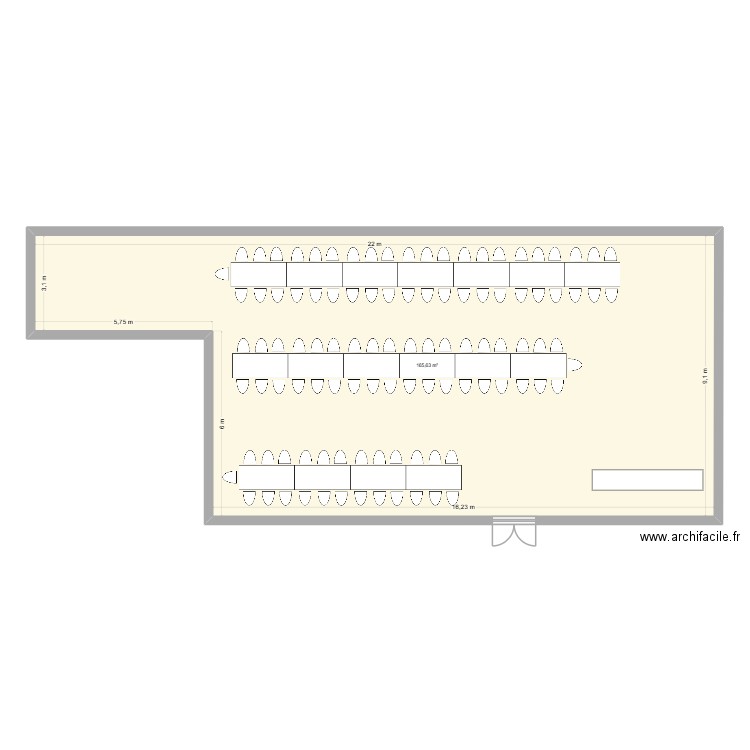 mariage test salle. Plan de 1 pièce et 166 m2