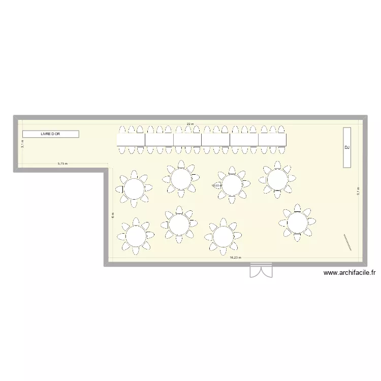 mariage test salle. Plan de 1 pièce et 166 m²