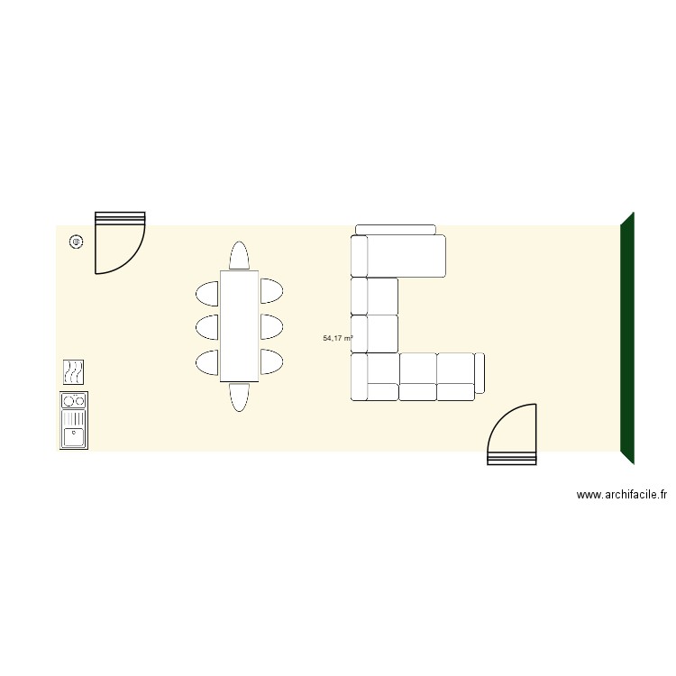 plan salle de pause. Plan de 1 pièce et 54 m2