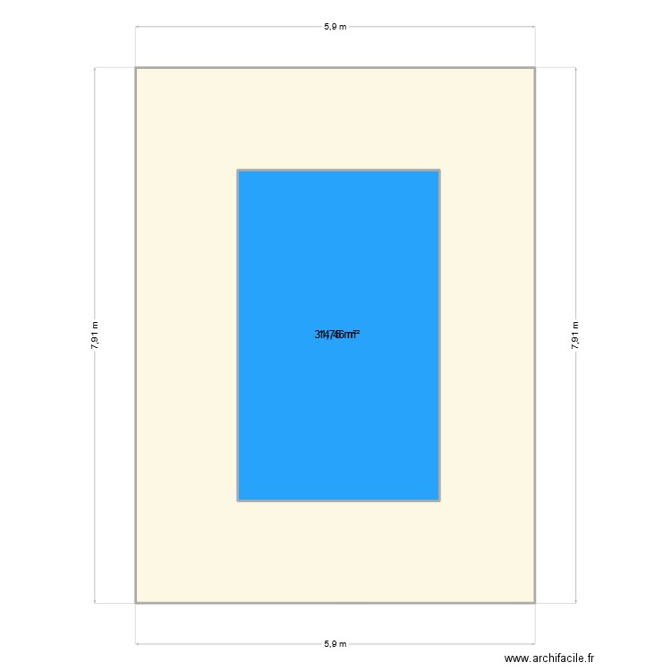 Pierrel Claira. Plan de 2 pièces et 61 m2
