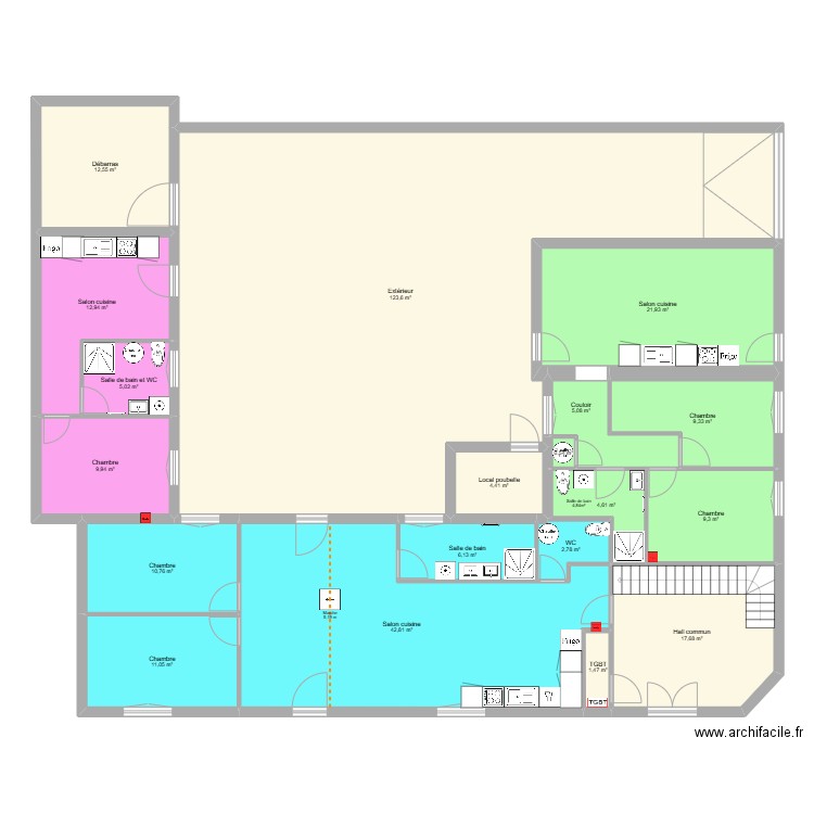 vallères rdc modif. Plan de 19 pièces et 312 m2