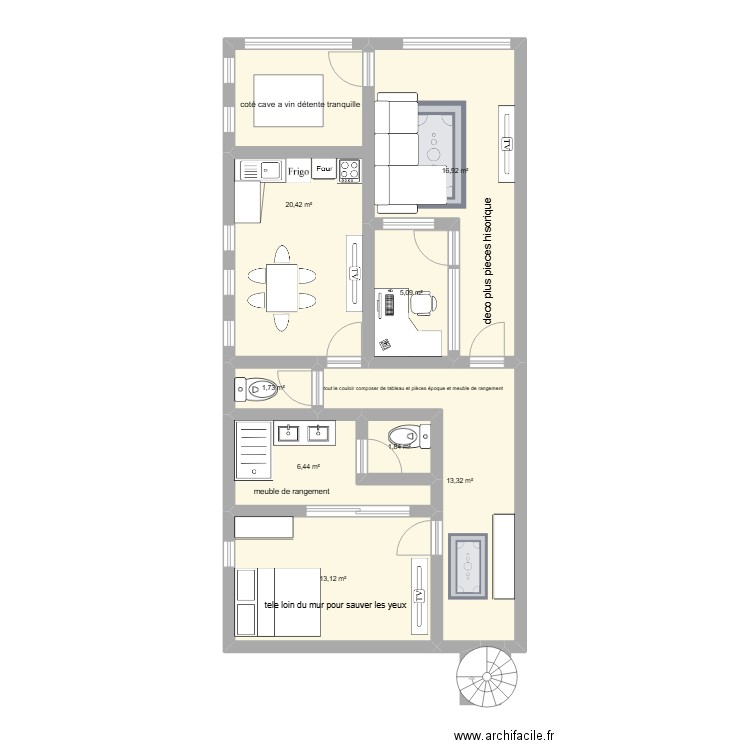 ratacas v2. Plan de 8 pièces et 79 m2