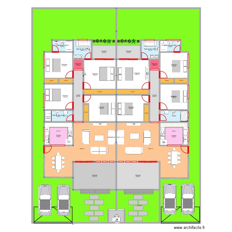 Plan EECI Kone DABOU VTEST 3H. Plan de 40 pièces et 568 m2