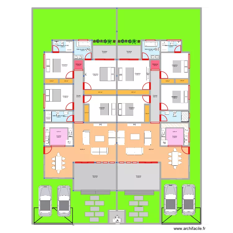 Plan EECI Kone DABOU VTEST 3H. Plan de 40 pièces et 568 m²