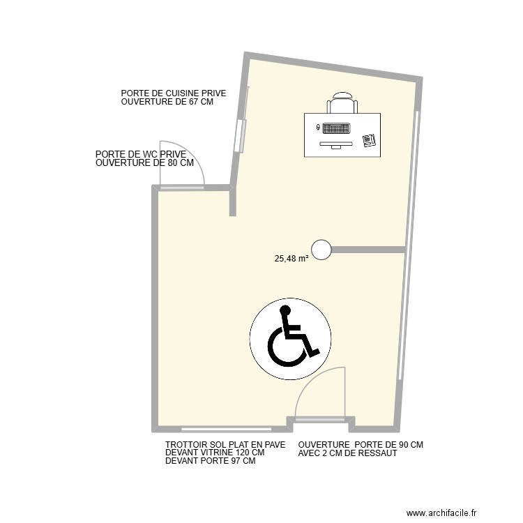 pompe funebre mouy. Plan de 1 pièce et 25 m2