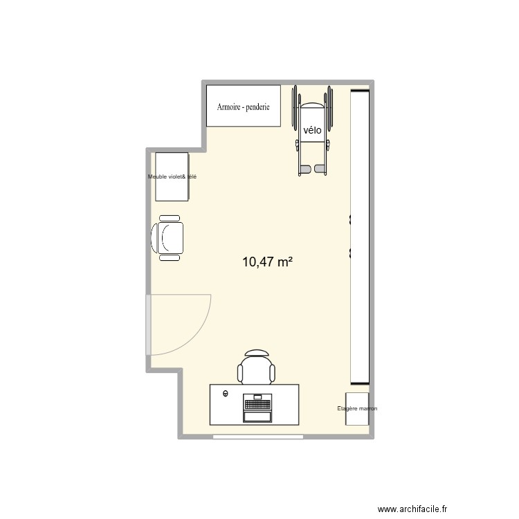 atelier. Plan de 1 pièce et 10 m2