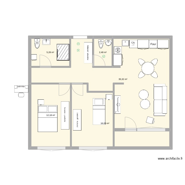 diplomski. Plan de 5 pièces et 71 m2