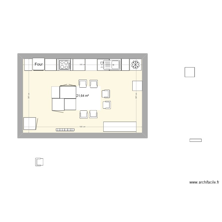 cuisine maison essai. Plan de 1 pièce et 22 m2