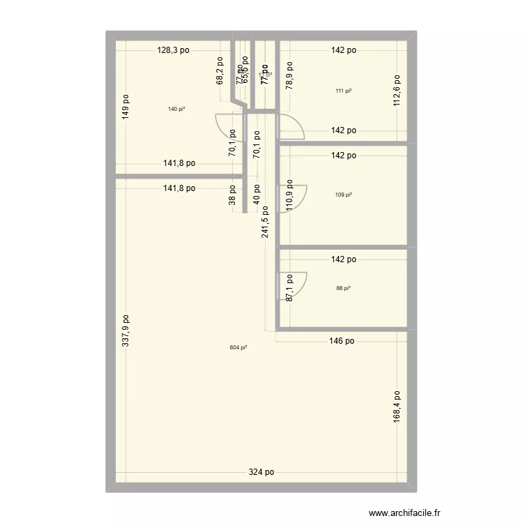house b. Plan de 7  et 100 m²