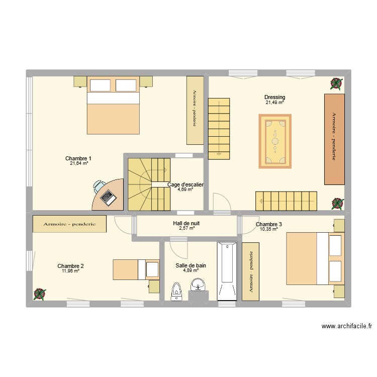 1er Marchin. Plan de 8 pièces et 78 m2