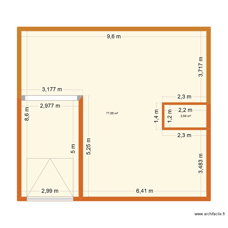 ebauche 90m². Plan de 2 pièces et 80 m2