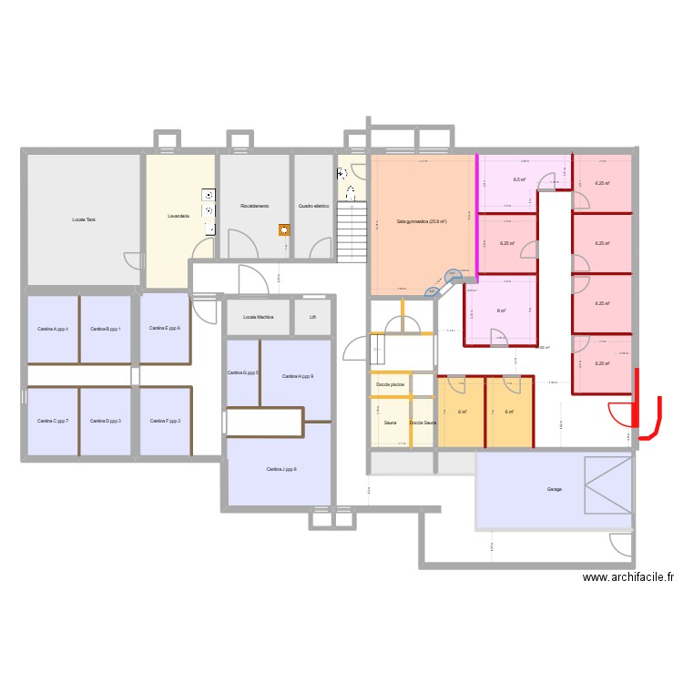 Ascona Cantina 13b. Plan de 47 pièces et 363 m2