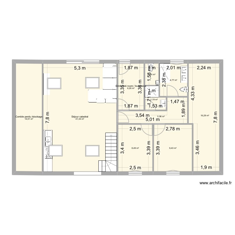 Comble projet. Plan de 0 pièce et 0 m2