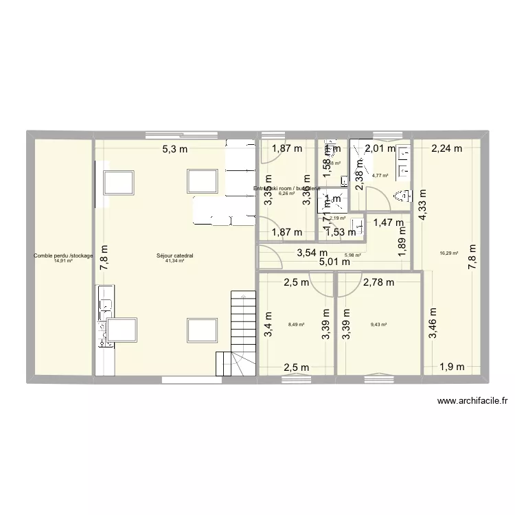 Comble projet. Plan de 10  et 111 m²