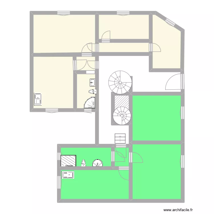 Alfortville RdC. Plan de 13  et 101 m²