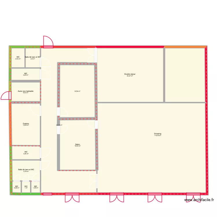 esed. Plan de 15  et 270 m²