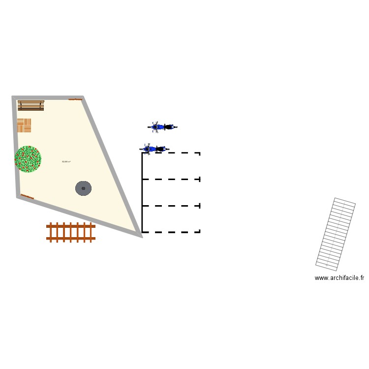 test parc urbain. Plan de 1 pièce et 53 m2