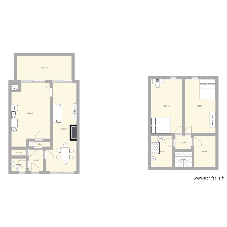 Exercice sacado. Plan de 13 pièces et 118 m2