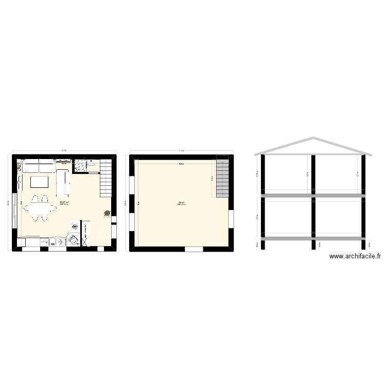 st laurent 1. Plan de 2 pièces et 72 m2