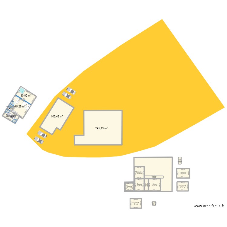 Saint-hippolyte  grange amenagée. Plan de 33 pièces et 1644 m2