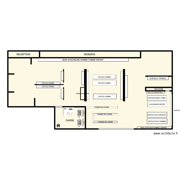 intersport. Plan de 6 pièces et 187 m2