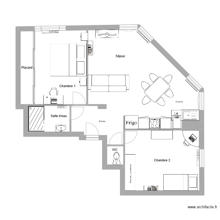 Tarlet 60 meublé. Plan de 8 pièces et 63 m2