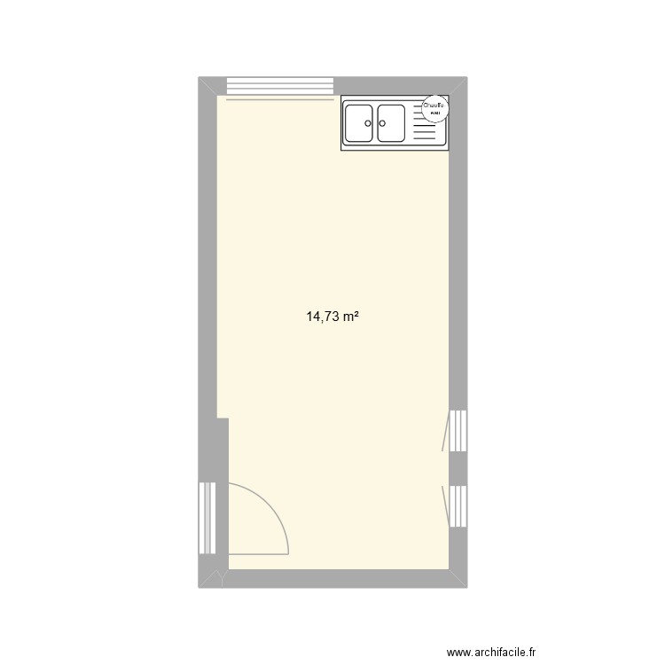 Cuisine DPAR. Plan de 1 pièce et 15 m2