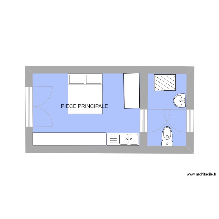 NAJIM. Plan de 1 pièce et 13 m2