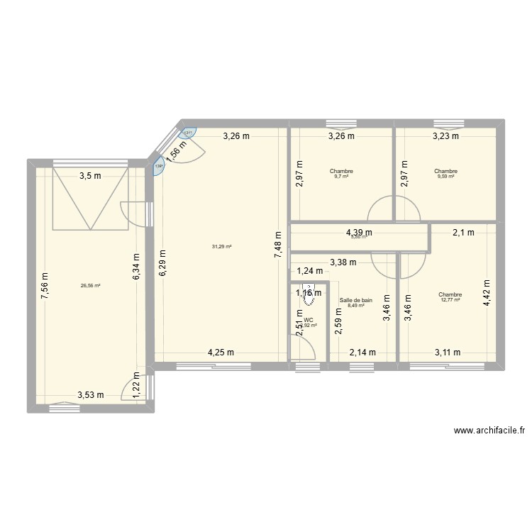 house. Plan de 8 pièces et 105 m2