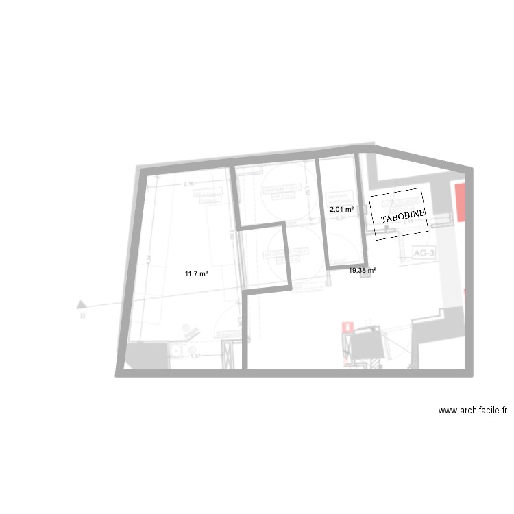 RENNES TRAVAUX. Plan de 3 pièces et 33 m2