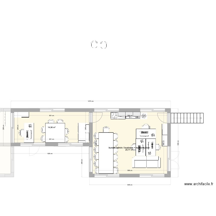 salle reunion + un bureau de 6. Plan de 9 pièces et 147 m2