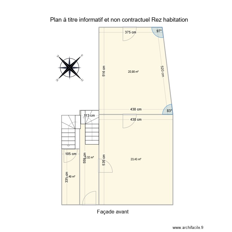 pharma gonrieux rez. Plan de 4 pièces et 54 m2