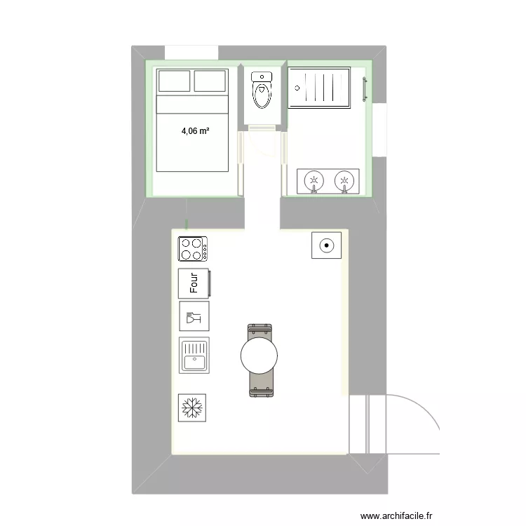 MAISONNETTE. Plan de 1  et 4 m²
