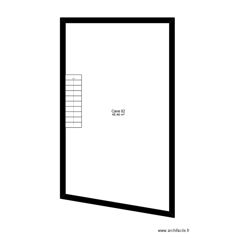 Cave 02. Plan de 1 pièce et 45 m2