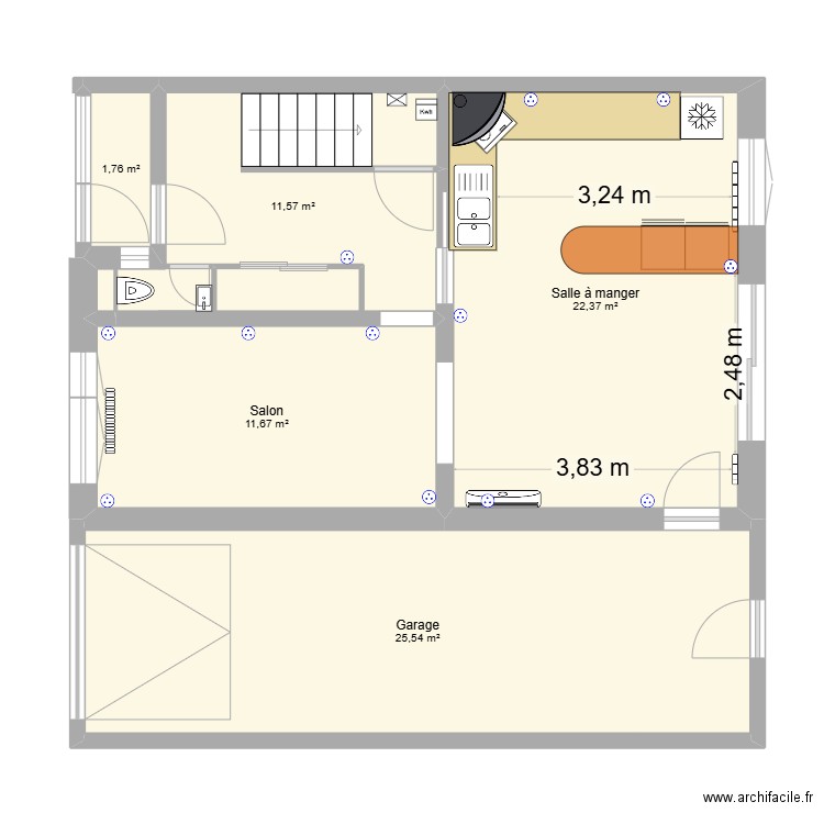 RezDeChausee. Plan de 5 pièces et 73 m2