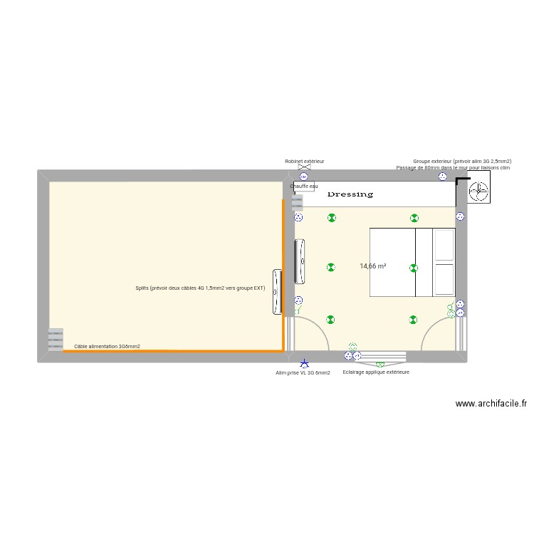Thoronet. Plan de 2 pièces et 36 m2