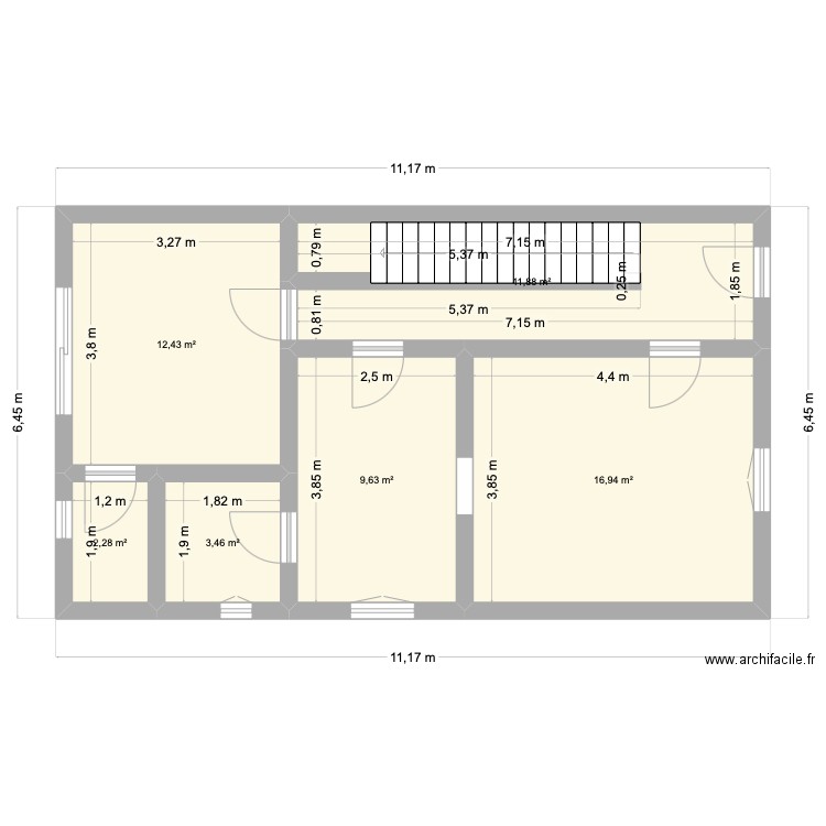 5 ED. Plan de 13 pièces et 115 m2