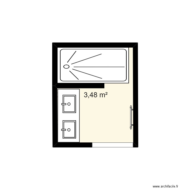 SDB. Plan de 1 pièce et 3 m2