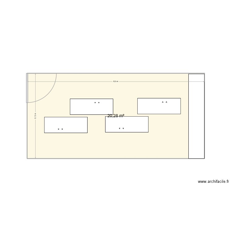Bureaux. Plan de 1 pièce et 20 m2