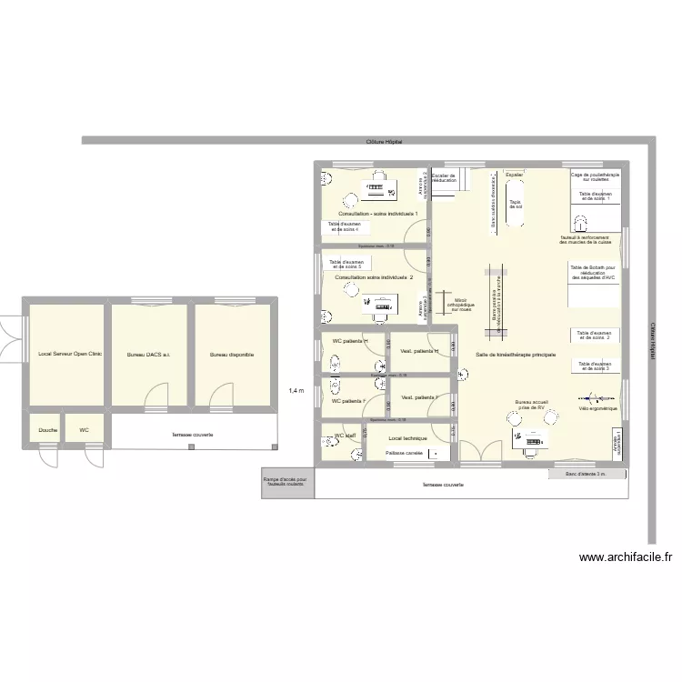 HDS de Kabezi - Bâtiment équipé pour service de kinésithérapie. Plan de HDS de Kabezi - Bâtiment équipé pour service de kinésithérapie. Plan de