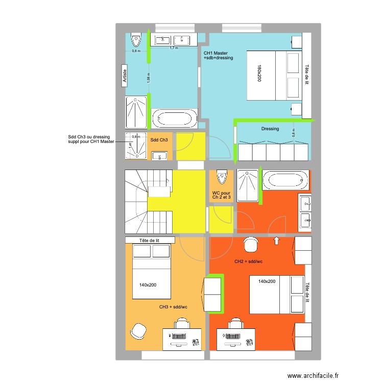 Victor Gilsoul Rez+1 Unif Adé V3. Plan de 11 pièces et 71 m2