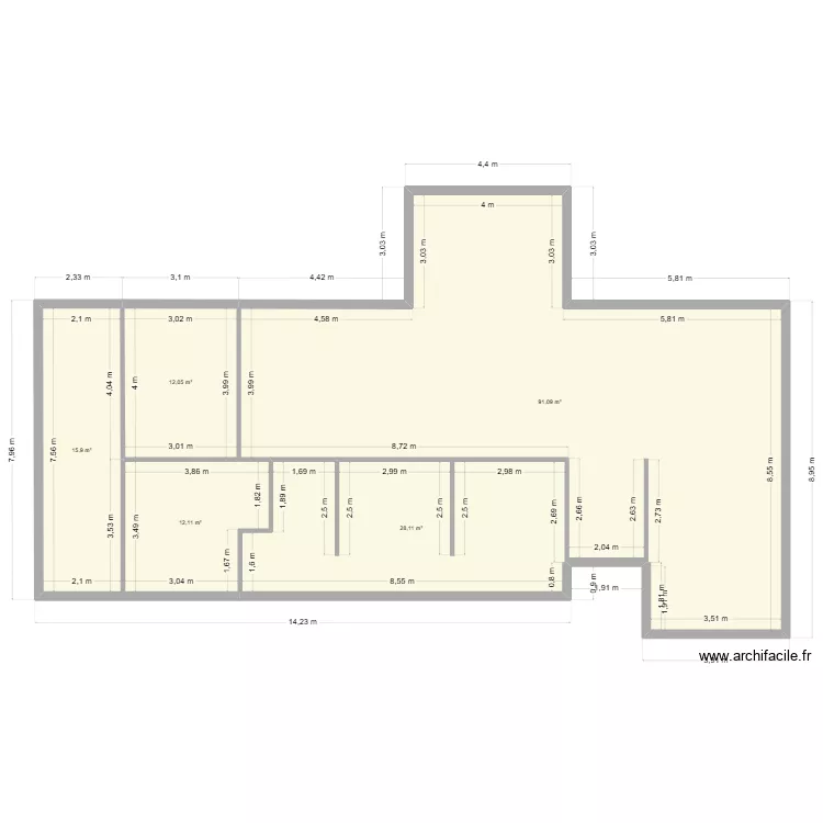 maison 2. Plan de 1  et 142 m²