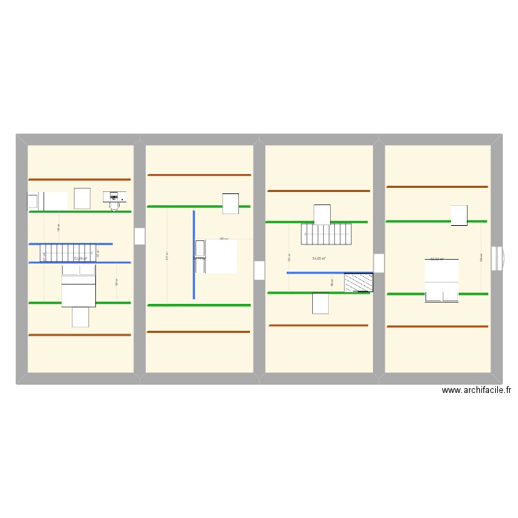 etage 2 GRENIER Manoir. Plan de 4 pièces et 215 m2