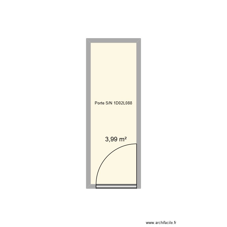 S/N 1D02L088. Plan de 1 pièce et 4 m2